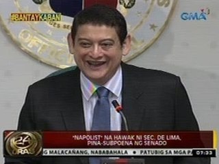 24 Oras: "Napolist" na hawak ni Sec. De Lima, pina-subpoena ng Senado