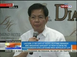 Lacson: 21 na dati at kasalukuyang senador ang maaaring sangkot sa PDAF scam