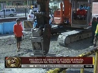 Pag-aayos ng drainage at daan sa España, sinimulan na; daloy ng trapiko, nagsikip