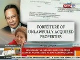 BT: Sandiganbayan, nag-isyu ng freeze order vs. assets ng mag-asawang Corona