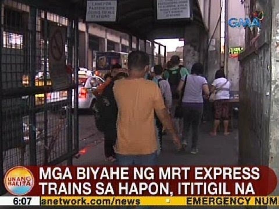 UB: Mga biyahe ng MRT express trains sa hapon, ititigil na