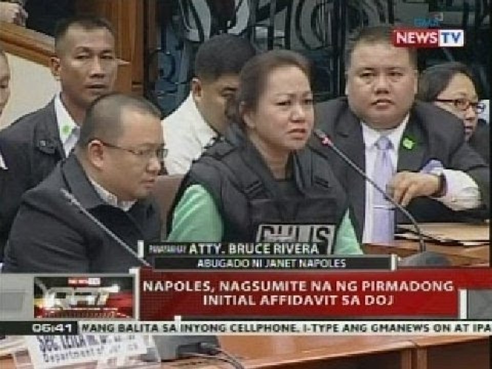QRT: Napoles, nagsumite na ng pirmadong initial affidavit sa DOJ
