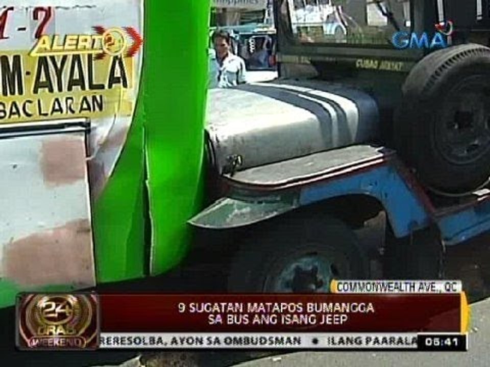 24 Oras: 9 sugatan matapos bumangga ang isang jeep sa bus