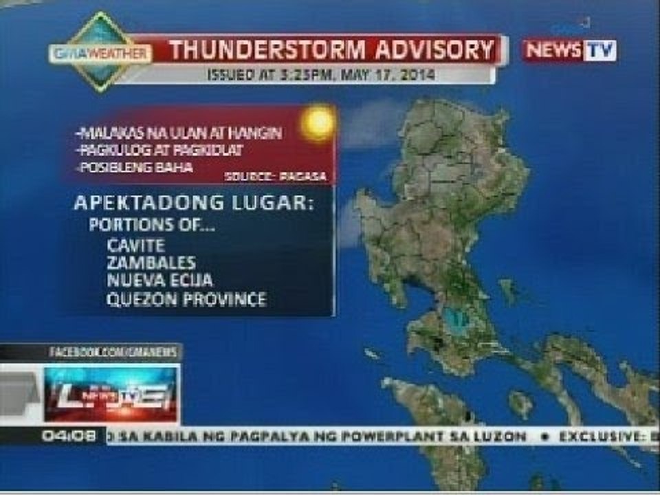 NTVL: GMA weather update as of 4:08pm (May 17, 2014)
