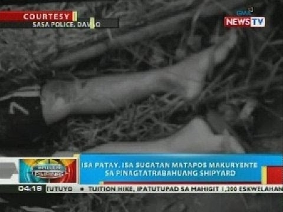 Isa patay, isa sugatan matapos makuryente sa pinagtatrabahuang shipyard sa Davao City