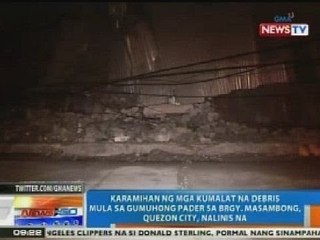 NTG: Mga debris mula sa gumuhong pader sa QC, nalinis na