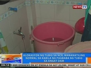 NTG: Alokasyon ng tubig sa NCR, mananatiling normal
