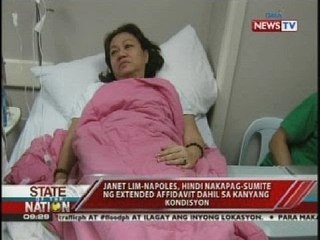 Napoles, hindi nakapag-sumite ng extended affidavit dahil umano sa lumalala niyang kondisyon