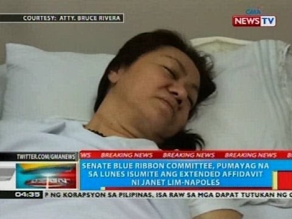 Blue Ribbon Committee, pumayag na sa Lunes na isumite ng DOJ ang extended affidavit ni Napoles