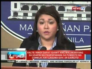 Valte: Hindi dapat idawit ang Malacañang sa usapin ng pagpapababa sa puwesto kay Gov. ER Ejercito