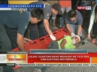 Lalaki, sugatan nang mahagip ng taxi ang sinasakyang motorsiklo
