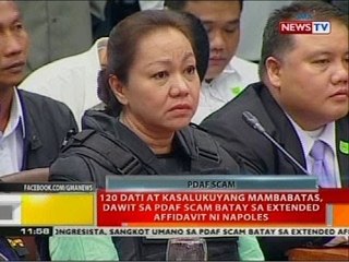 BT: 120 dati at kasalukuyang mambabatas, dawit sa pdaf scam batay sa extended affidavit ni Napoles
