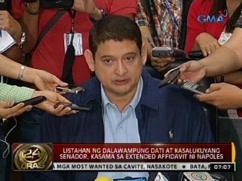 24 Oras: Listahan ng 20 dati at kasalukuyang senador, kasama sa extended affidavit ni Napoles