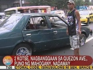 UB: 2 kotse, nagbanggaan sa Quezon Avenue