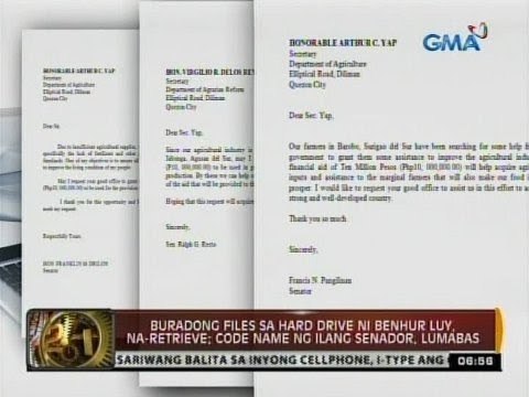 Buradong files sa hard drive ni Benhur Luy, na-retrieve; code name ng ilang senador, lumabas