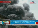 Isa patay, 6 sugatan sa pagsabog ng boiler ng isang planta sa Davao City