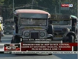Minimum fare sa jeep ng NCR, Region III at IV, P8.50 na simula June 14