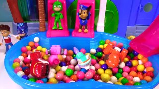 Best Learning Colors Video for Children - Paw Patrol & PJ Masks Slide on Gumballs for Toys