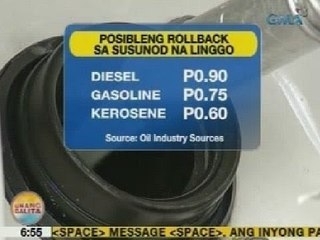 UB: Rollback sa presyo ng produktong petrolyo, asahan sa susunod na linggo