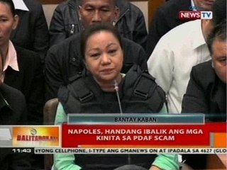 BT: Napoles, handang ibalik ang mga kinita sa pdaf scam