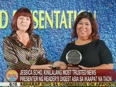 UB: Jessica Soho, kinilalang most trusted news presenter ng Reader's Digest Asia