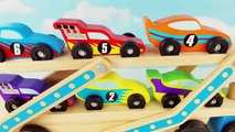 Learning Counting Numbers Colors while Playing with Wooden Toy Cars for Kids Toddlers Children