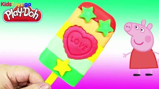 Peppa Pig and Play Doh - Create stick ice cream rainbow for kids toys - learn numbers kids toys