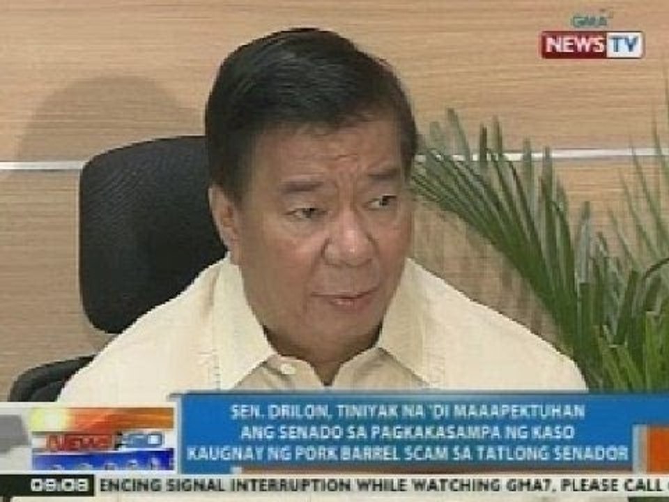 NTG: Drilon, tiniyak na walang epekto sa Senado ang plunder case laban sa 3 senador