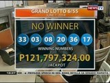 BT: Grand Lotto 6/55, aabot nang P125-M mahigit ang jackpot price