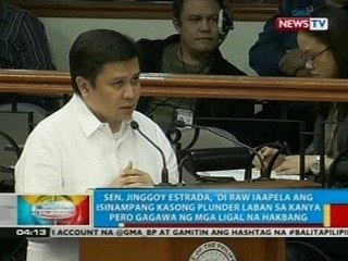 BP: Sen. Estrada, 'di raw iaapela ang isinampang kasong plunder laban sa kanya