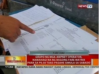 Grupo ng mga jeepney operator, namahagi na ng bagong fare matrix para sa P0.50 taas-pasahe