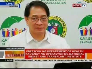 Presscon ng DOH kaugnay ng operasyon ng National kidney and transplant institute