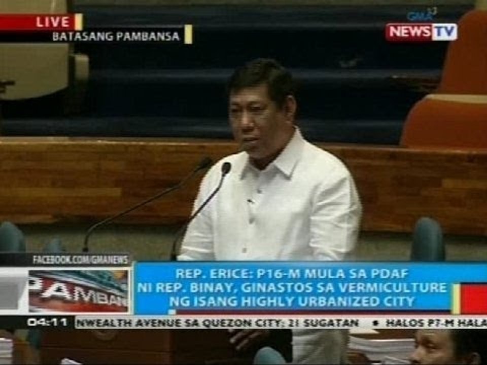 BP: Rep. Erice: maanomalya ang naging paggamit ni Rep. Binay sa kanyang PDAF