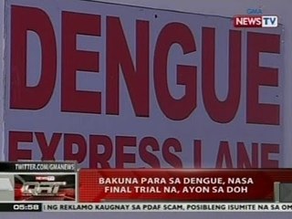 QRT: Bakuna para sa Dengue, nasa final trial na, ayon sa DOH