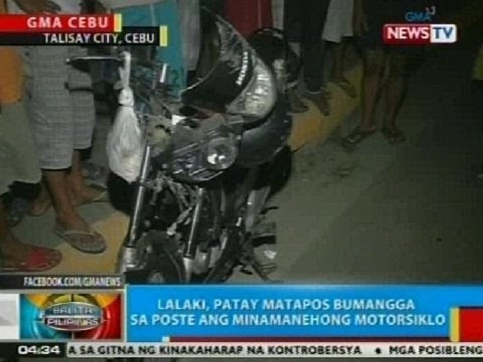BP: Lalaki, patay matapos bumangga sa poste ang minamanehong motorsiklo sa Talisay City
