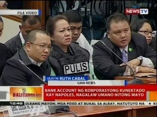 BT: Bank account ng korporasyong kunektado kay Napoles, nagalaw umano nitong Mayo