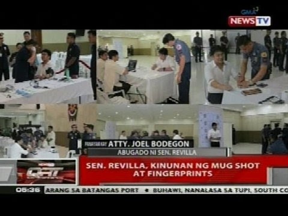 QRT: Sen. Revilla, kinunan ng mug shot at fingerprints