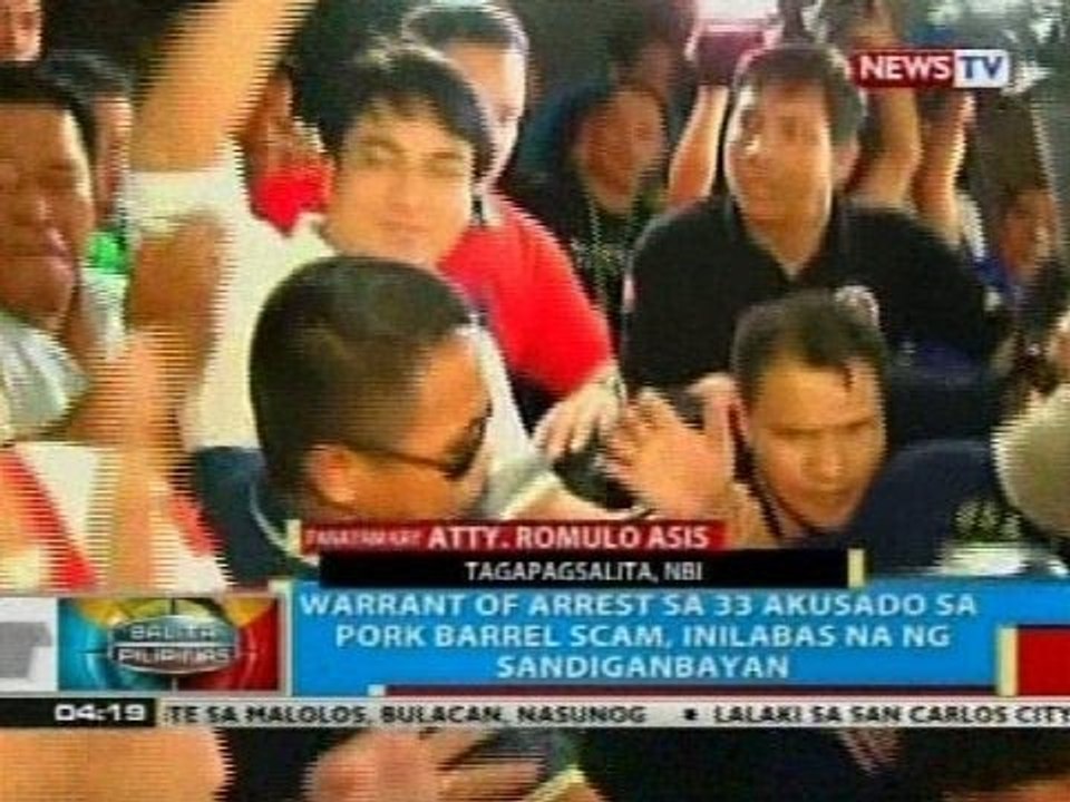 Warrant of arrest sa 33 akusado sa pork barrel scam, inilabas na ng Sandiganbayan