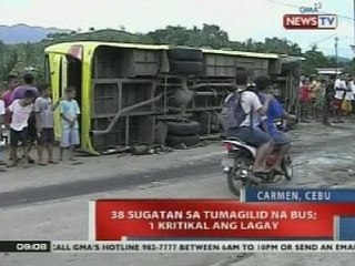 NTVL: 38 sugatan sa tumagilid na bus; 1 kritikal ang lagay