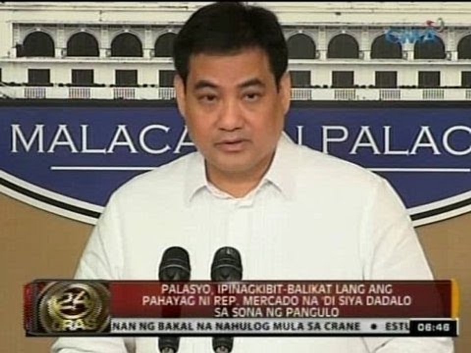 Palasyo, ipinagkibit-balikat lang ang pahayag ni Rep. Mercado na 'di siya dadalo sa SONA ng Pangulo