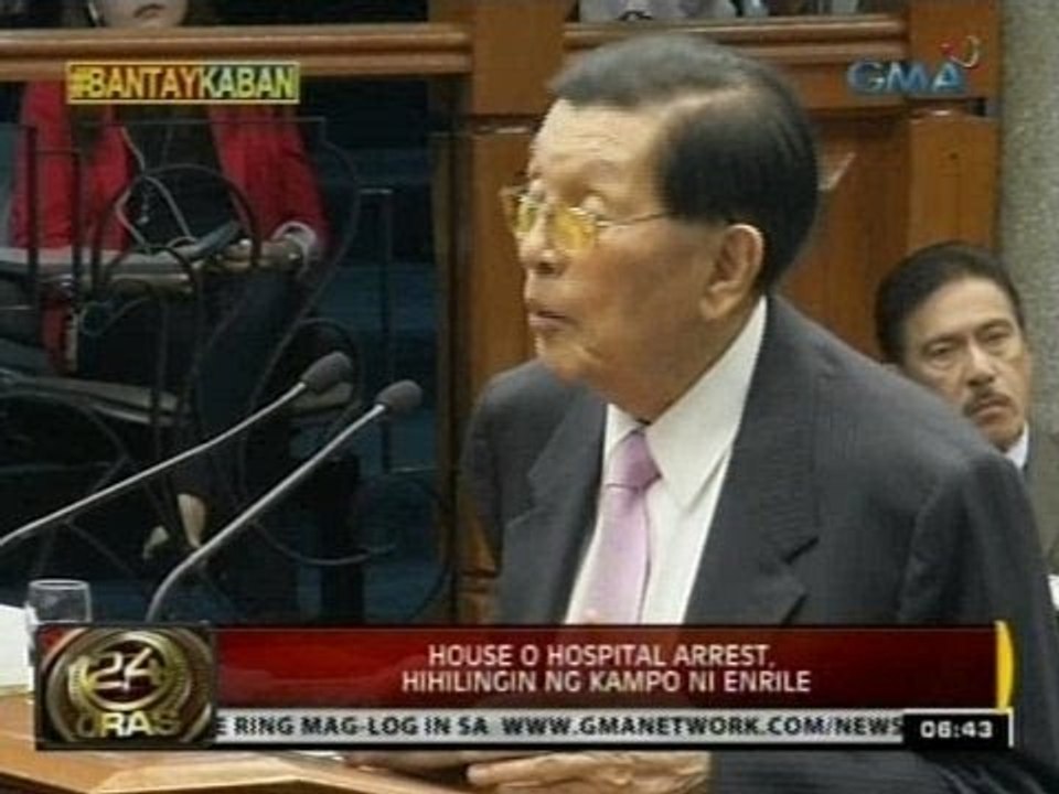 24 Oras: House o hospital arrest, hihilingin ng kampo ni Enrile