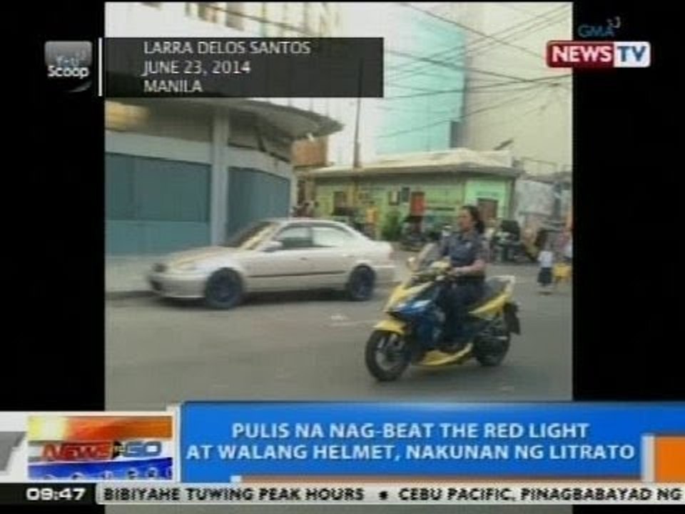 NTG: Pulis na nag-beat the red light at walang helmet, nakunan ng litrato sa Maynila