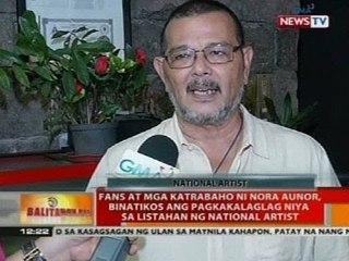Fans at mga katrabaho ni Nora Aunor, binatikos ang pagkakalaglag niya sa listahan ng national artist