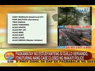 UB: Pagkamatay ni Guillo Servando, itinuturing nang case closed ng Makati police