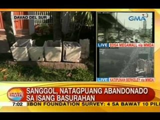 UB: Sanggol, natagpuang abandonado sa isang basurahan sa Davao del Sur