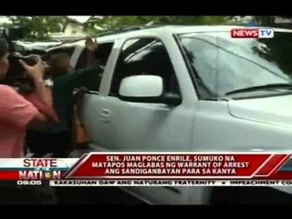 Sen. Juan Ponce Enrile, sumuko na matapos magpalabas ng warrant of arrest ang Sandiganbayan