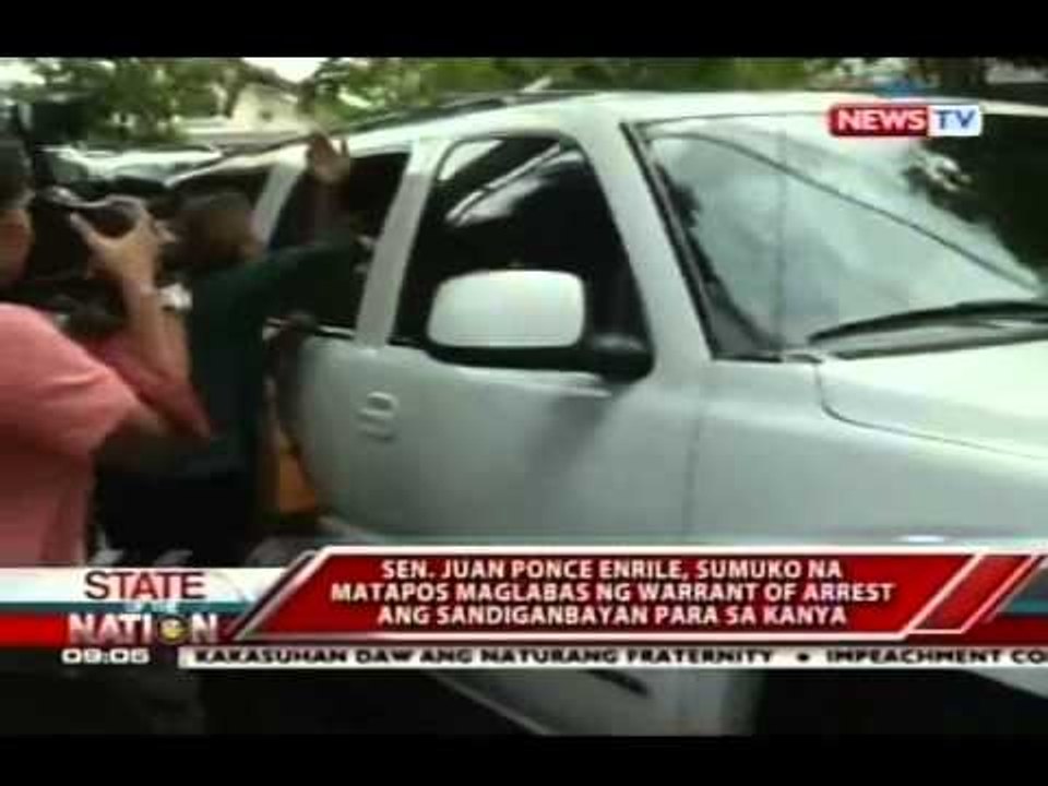 Sen. Juan Ponce Enrile, sumuko na matapos magpalabas ng warrant of arrest ang Sandiganbayan