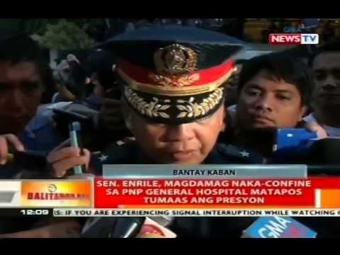 Sen. Enrile, magdamag naka-confine sa PNP General Hospital matapos tumaas ang presyon