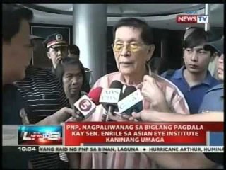 PNP, nagpaliwanag sa biglang pagdala kay Sen. Enrile sa Asian Eye Institute kaninang umaga