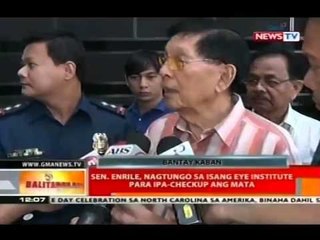 Sen. Enrile, nagtungo sa isang eye institute para ipa-checkup ang mata